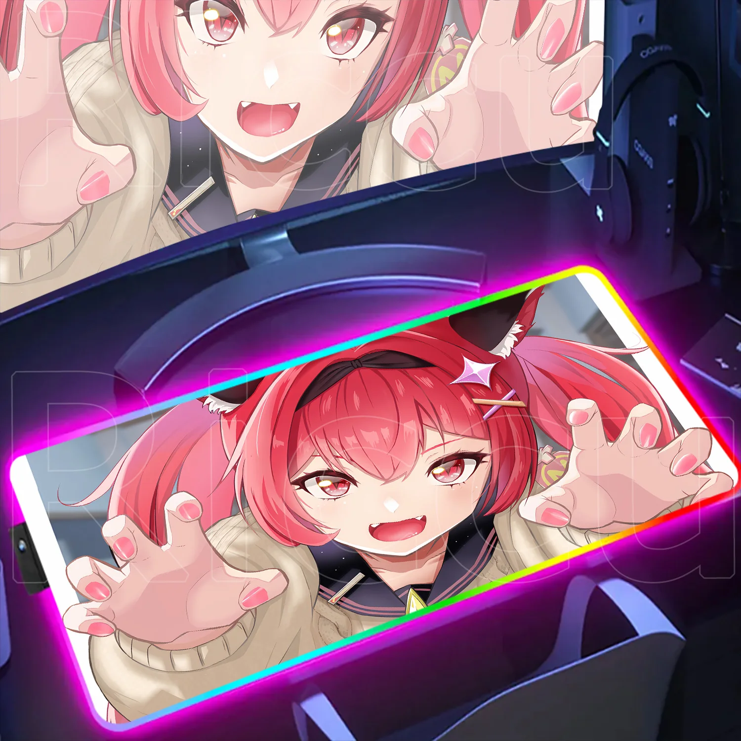 Backlight RGB Game Mouse Pad Neverness to Everness Nanally Chiz Locking Edge Speed Desktop Mat LED Colorful Lumines Keyboard Rug