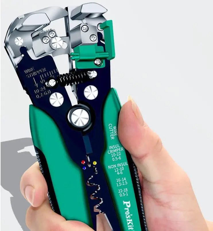 

Pro'skit Original Imported Wire Stripper Electrician 8PK-371D Automatic Stripping Shear Stripping Pliers 0.2～6.0mm²