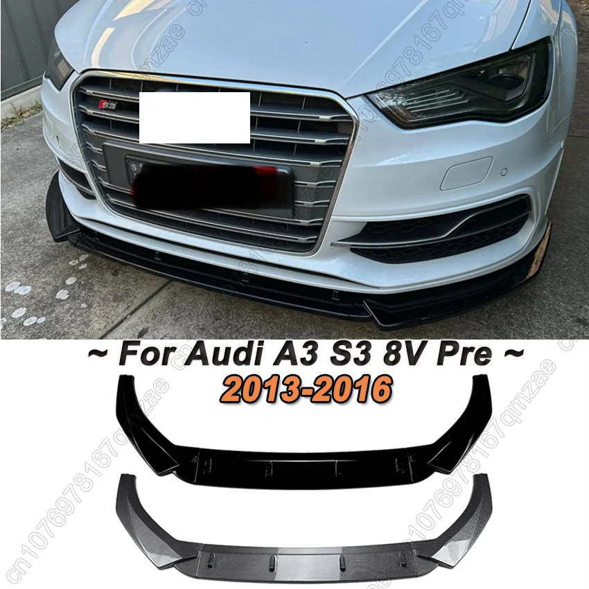 

Front Bumper Lip Spoiler 3PCS For Audi A3 S3 8V Pre-Facelift 2013-2016 TDI TFSI Saloon Bumper Lip Guard Cover Tuning
