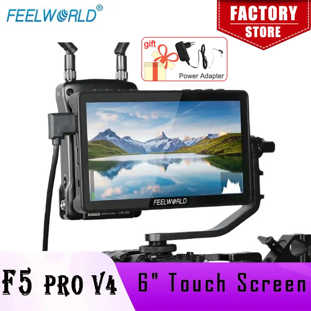 FEELWORLD F5 Pro V4 6 Inch Touch Screen DSLR Camera Field Monitor with IPS 1920x1080 3D LUT 4K HDMI F970 External Kit 5V Type-c