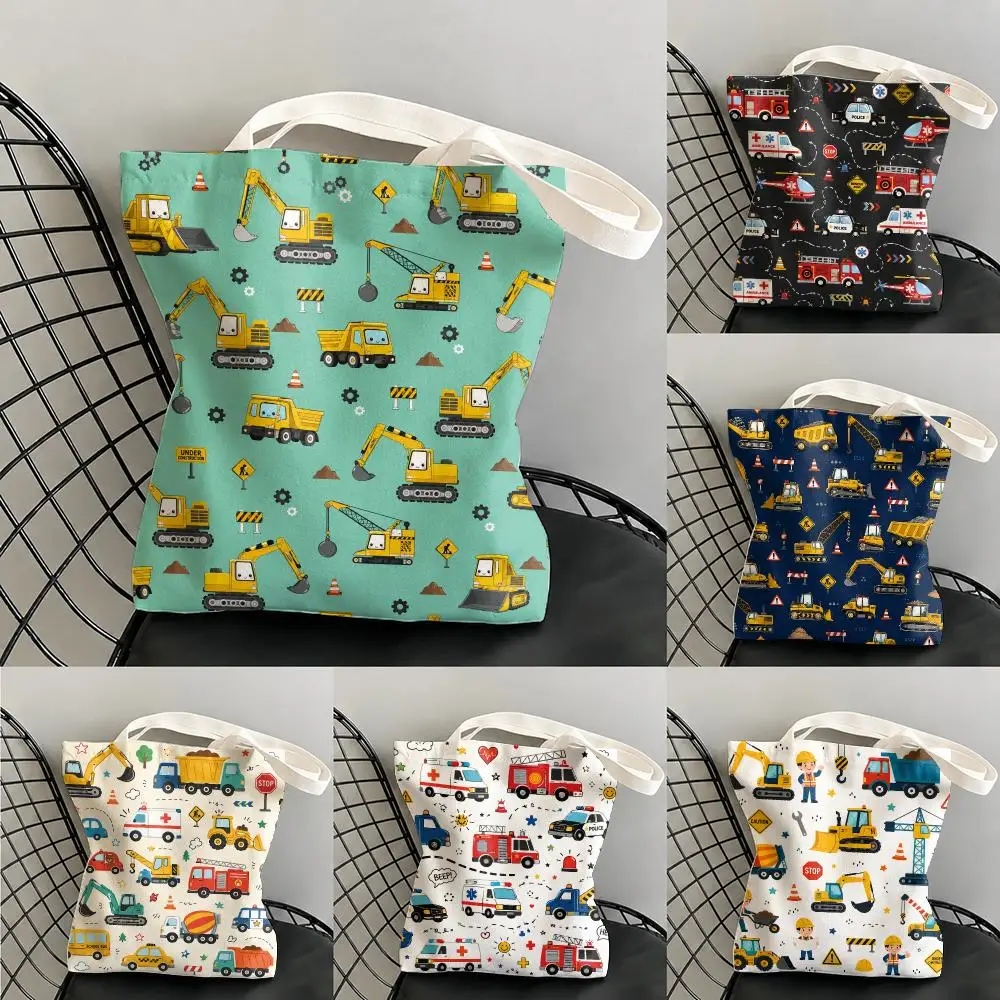 ART Transportation Cars Truck Boat Racing Storage Bags Canvas Double-Sided Print Beach Bag Durable Handbag Shoulder Travel Bag