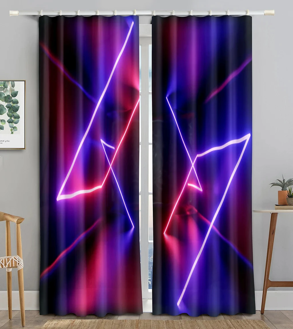 Nightclub Bar Fluorescent Printed Curtains for Bedroom Hotel Window 2 Panels High Shading New Fashion Various Pattern Dark