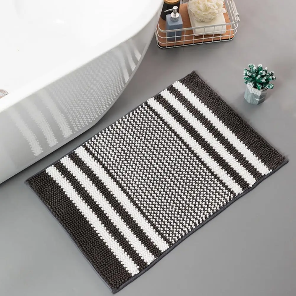 Super Absorbent Bath Rug Super Absorbent Non-slip Bathroom Rug with Extra-soft Striped Toilet Bath Mat Entry Door for Room