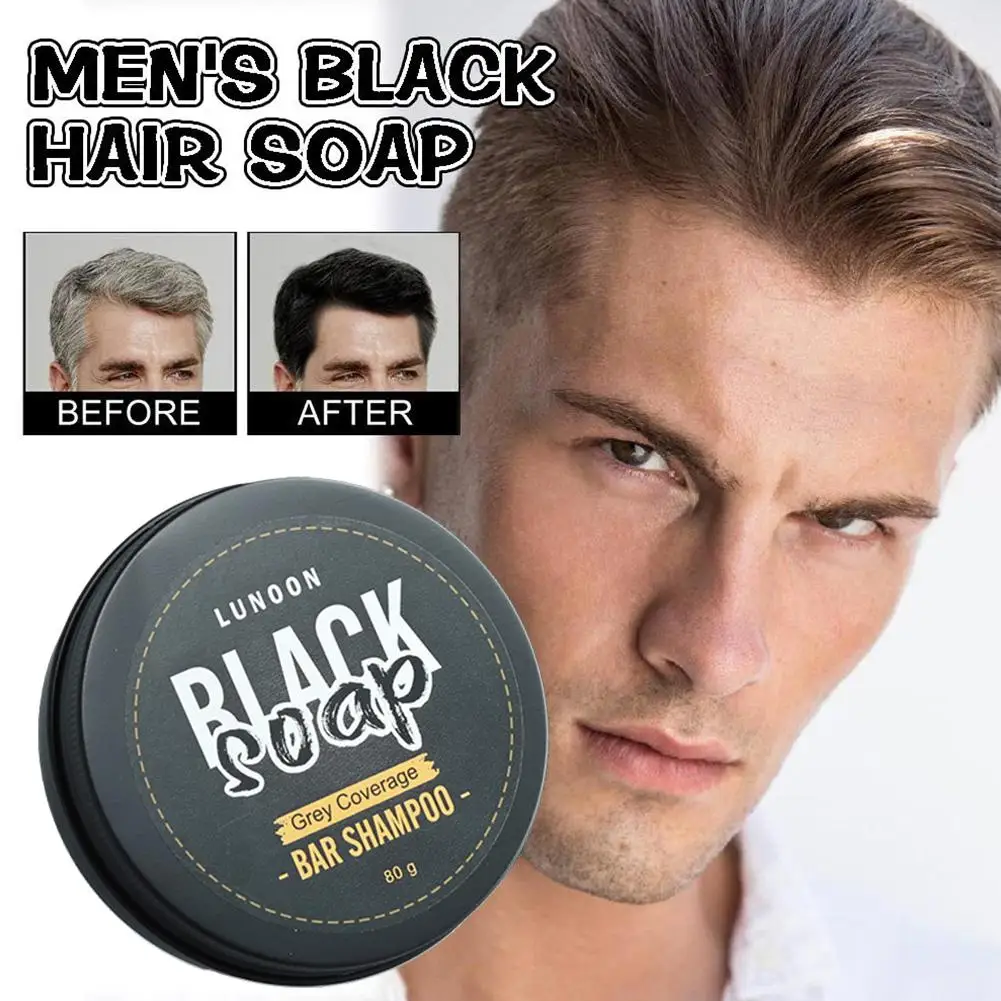 

80g Men's Black Hair Soap Nourishing Hair Root Anti-stripping Soap Hair Control Bright Black Oil O1L8