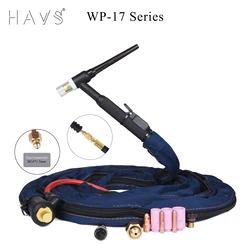 4M WP17 WP17FV WP17F TIG Welding Torch Gas-Electric Integrated Rubber Hose w/DKJ 10-25 35-50 w/ M16*1.5mm Gas Connector 13FT