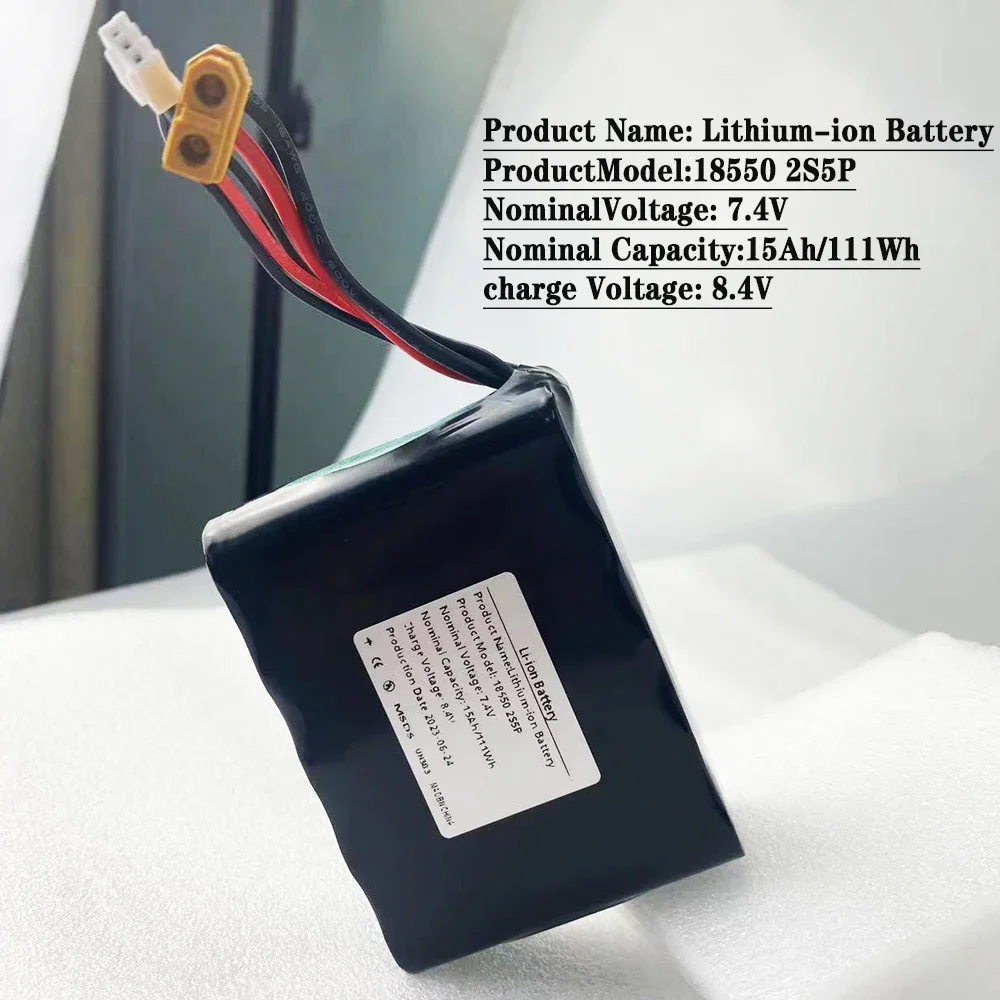 Baterai Li-ion isi ulang UAV 7.4V 15ah 2S5P 8.4V kapasitas tinggi untuk berbagai RC pesawat Quadrotor XH2.54-3P XT60