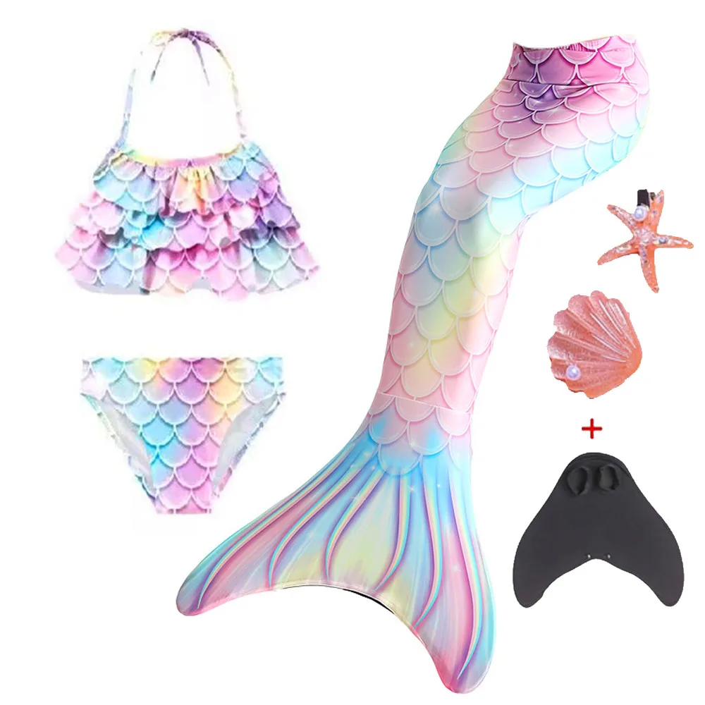 2024 Girls Tail Mermaid Tails Beach Costume Clothing With Monofins Bikini Swimming Cosplay Littli Mermaid Tail Children Swimwear