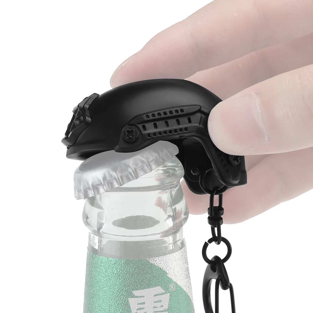 SOETAC Mini Fast Helmet Keychain Hiking Camping Bottle Cap Opener Dummy Helmet Shaped Toy Decoration Gift Outdoor Beer Opener