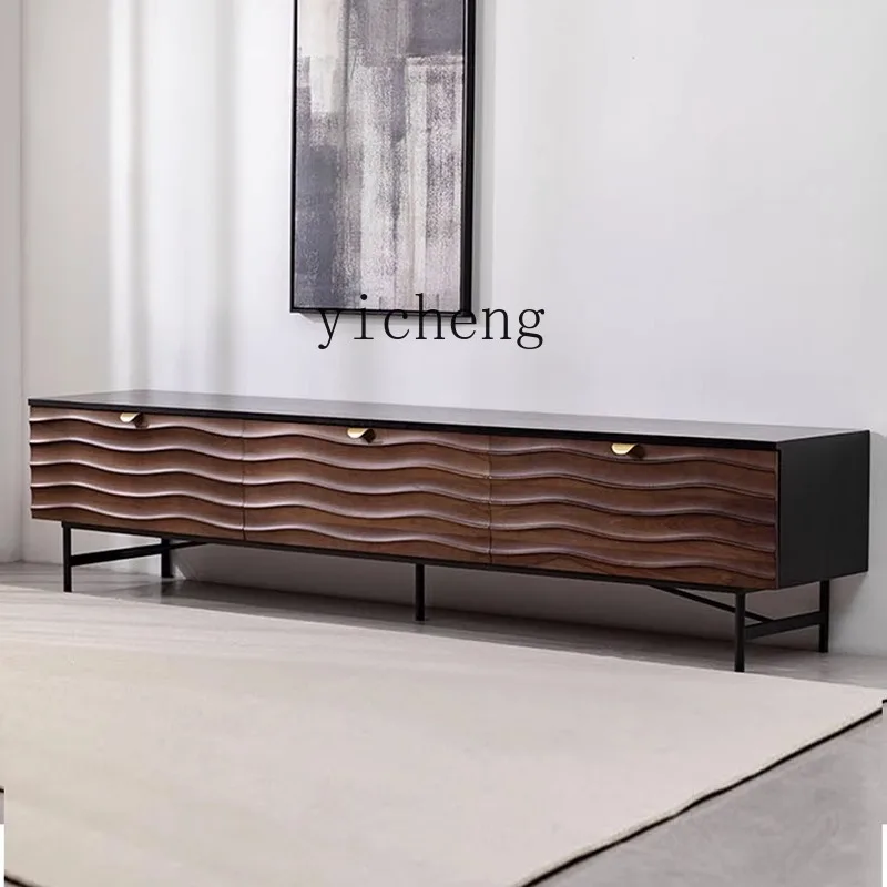 

LSL simple black walnut living room TV cabinet wabi sandy wind minimalist coffee table combination medieval land