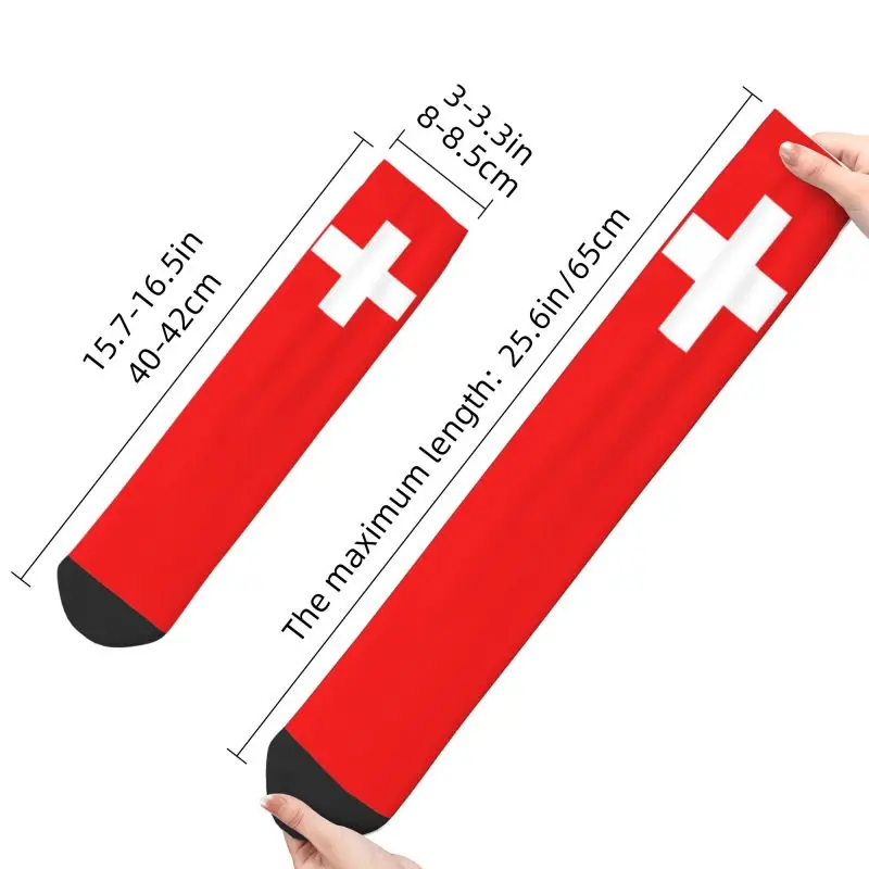 Swiss Switzerland Flag Men Women Crew Socks Unisex Fun 3D Printed Dress Socks