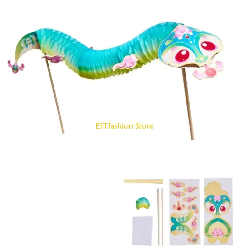 Y5GC Handgemaakte Chinese papieren Puppet Dance Snake Assembly speelgoed Set voor kinderen Tieners volwassen