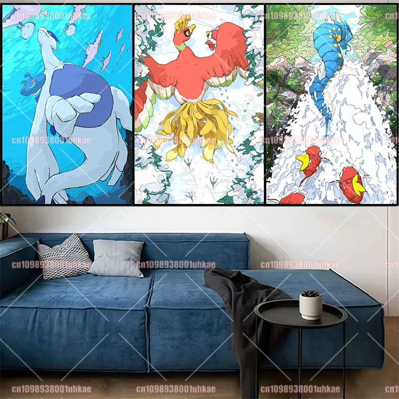 

Anime Pokemon Canvas Painting Moltres Suicune Gyarados Darkrai Posters and Comic Style Wall Art Pictures Home Decor Oil Painting