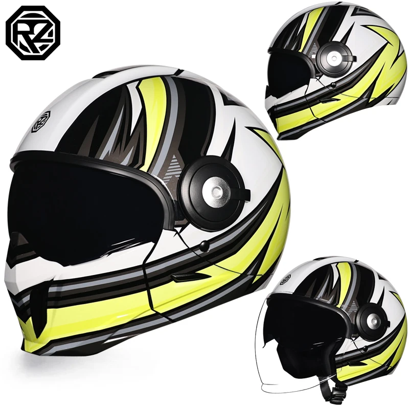 

Motorcycle helmet, retro combination for men and women, all season detachable 3/4 helmet
