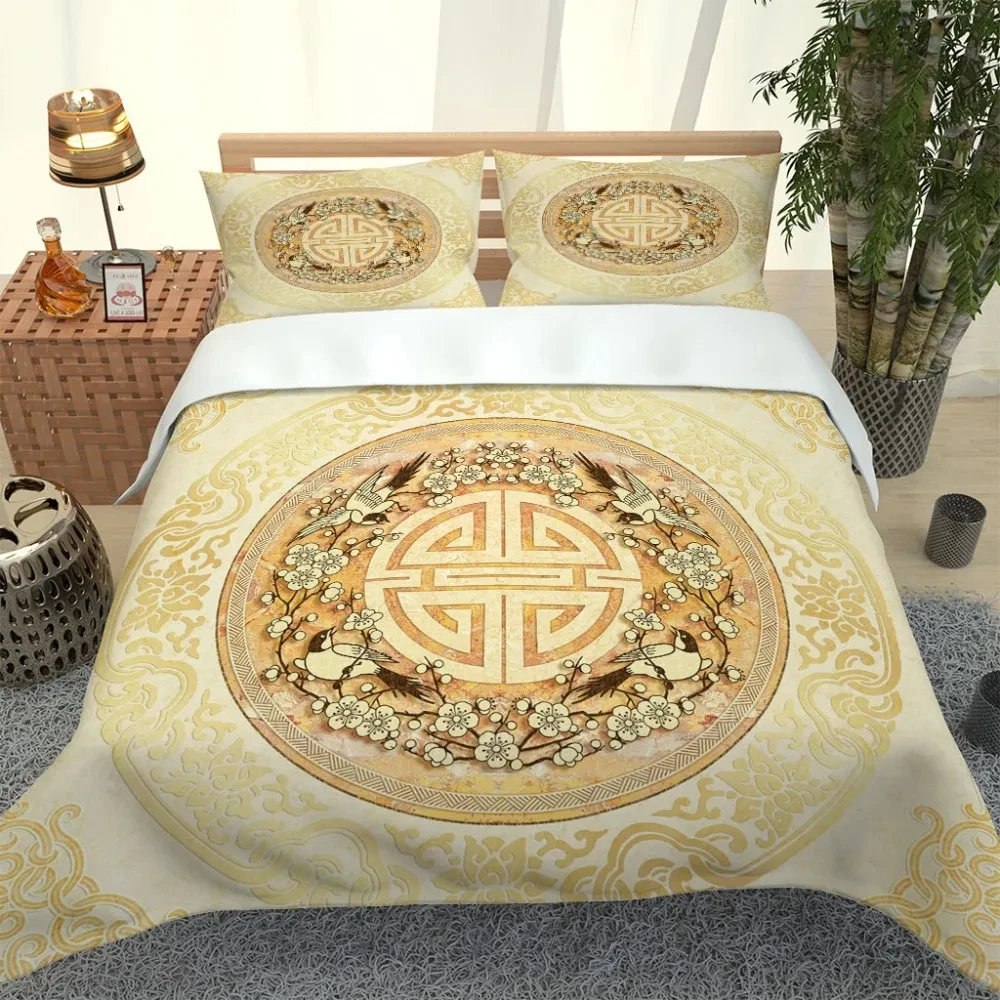 3D Angel Bedding Set Golden Luxury Bedclothes European Pattern Duvet Cover Retro Chain Comforter Cover 3 Piece for Girls Boys