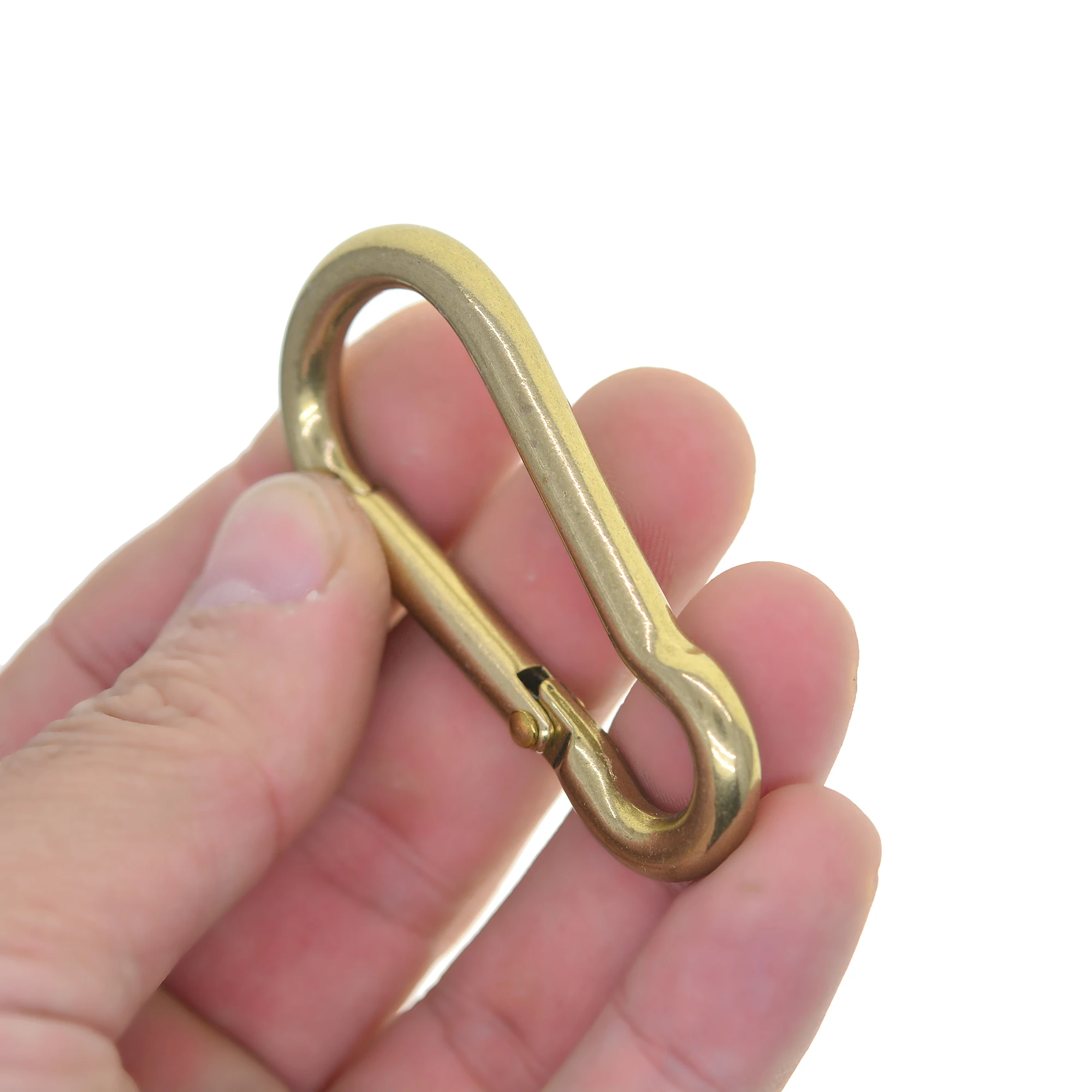 large 2.4 inch Solid brass B Oval Spring load quick release Snap carabiner keychains Hooks clip Purse Shoulder Strap EDC FOB