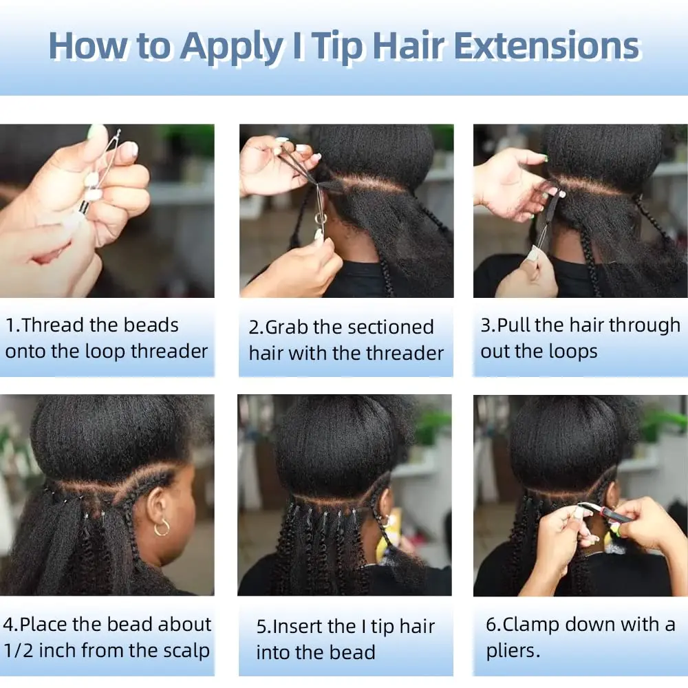 Extensiones de cabello humano Natural para mujeres negras, cabello rizado brasileño, extensiones de cabello humano i-tips