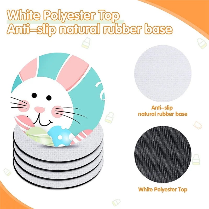

A32P_80PC Sublimation Blank Cup Coasters Bulk,4X4Inch Round Blank Cup Mat Rubber for Sublimation Transfer Heat Press Printing