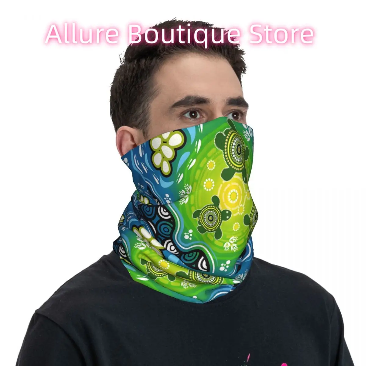 النقاط الفن باندانا الرقبة وشاح أبيض متعدد الاستخدام أغطية الرأس الصيد للجنسين الكبار الشتاء