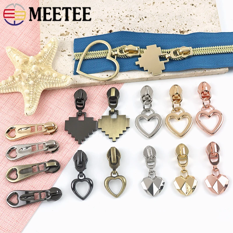 

10/20/30Pcs 5# Heart Nylon Zippers Slider Luggage Wallet Decor Zipper Puller Pocket Handbags Zips Head Repair Kits Accessories