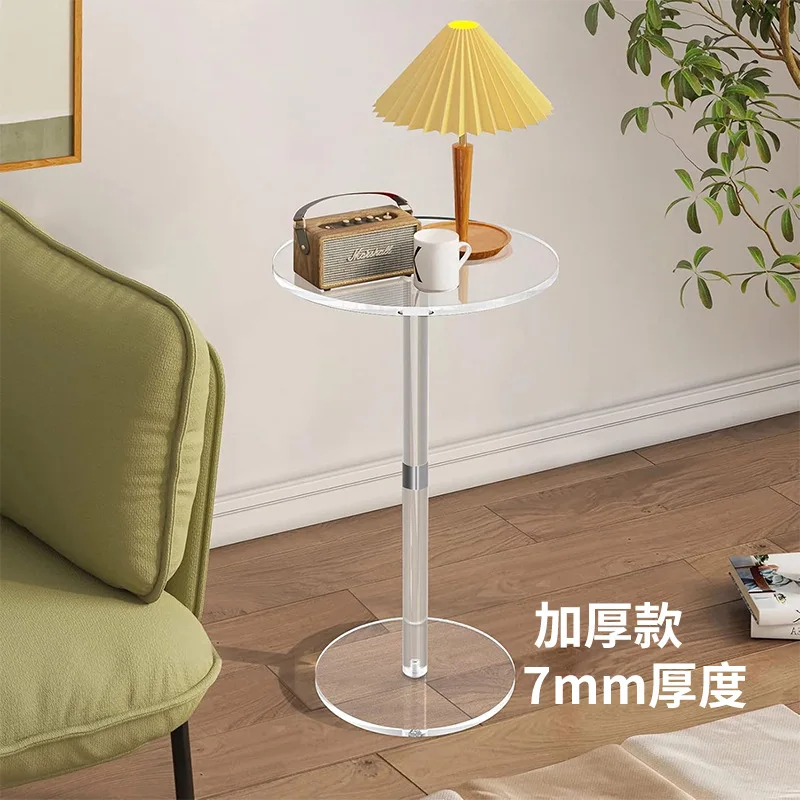 Cross-border acrylic side table transparent round modern beverage table, small apartment small table