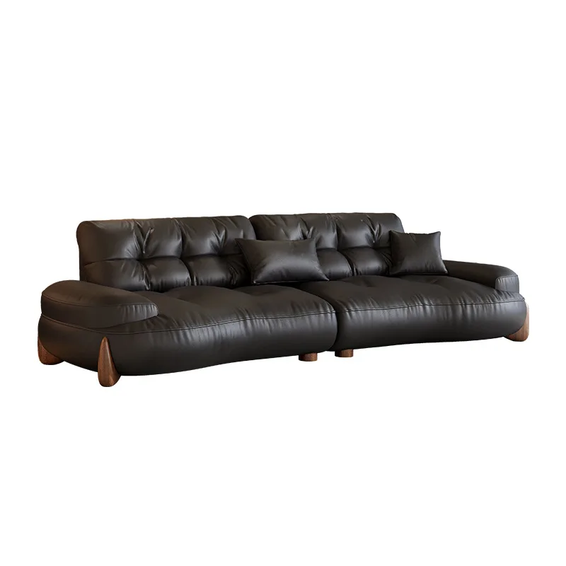

Living room furniture ecological leather sofa Italian simple solid wood frame