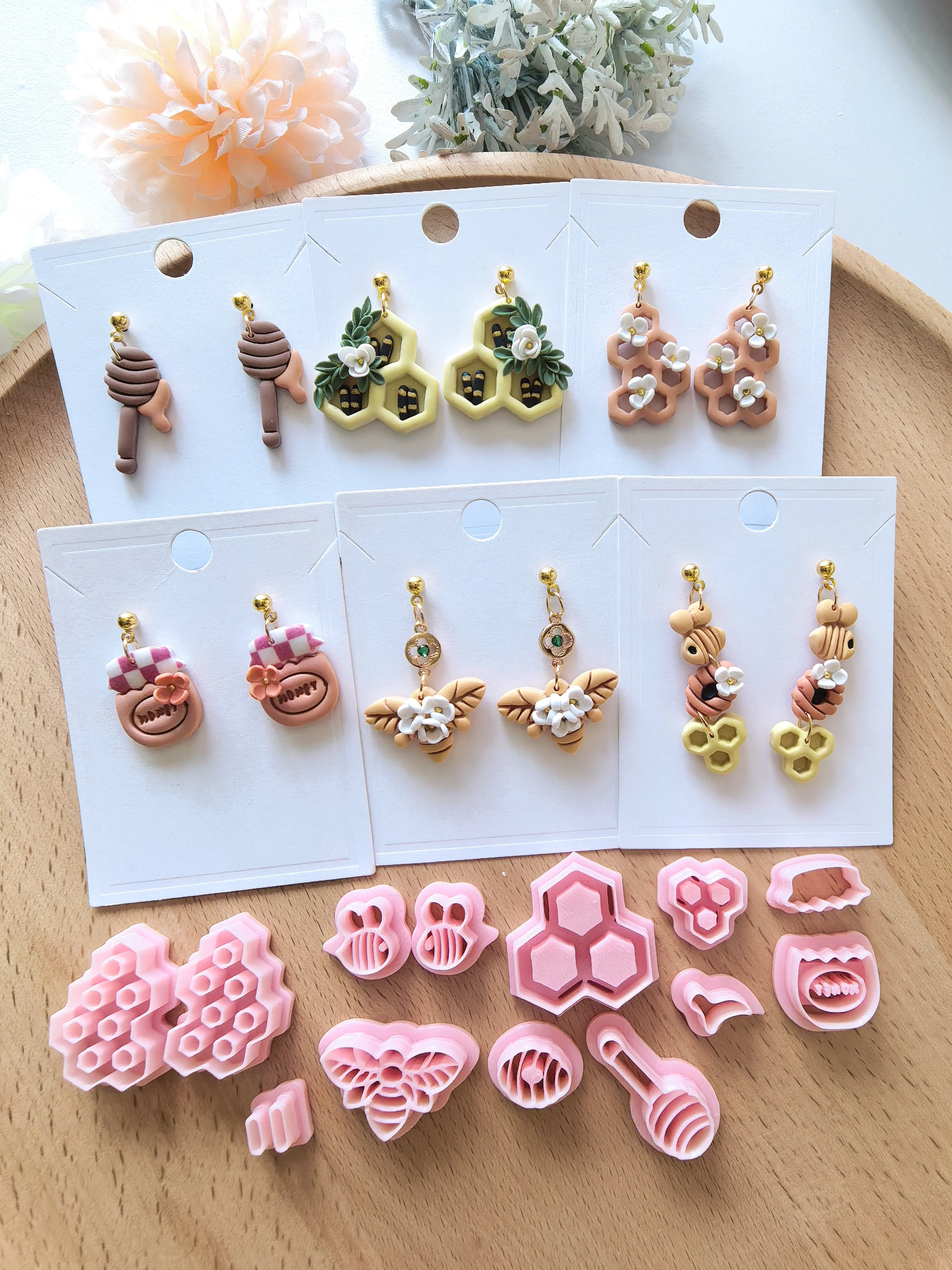 

Honey Beehive Series Polymer Clay Cutter Clay Cutting Molds DIY Earrings Jewelry Making Hand Tools Soft Clay Tools Set