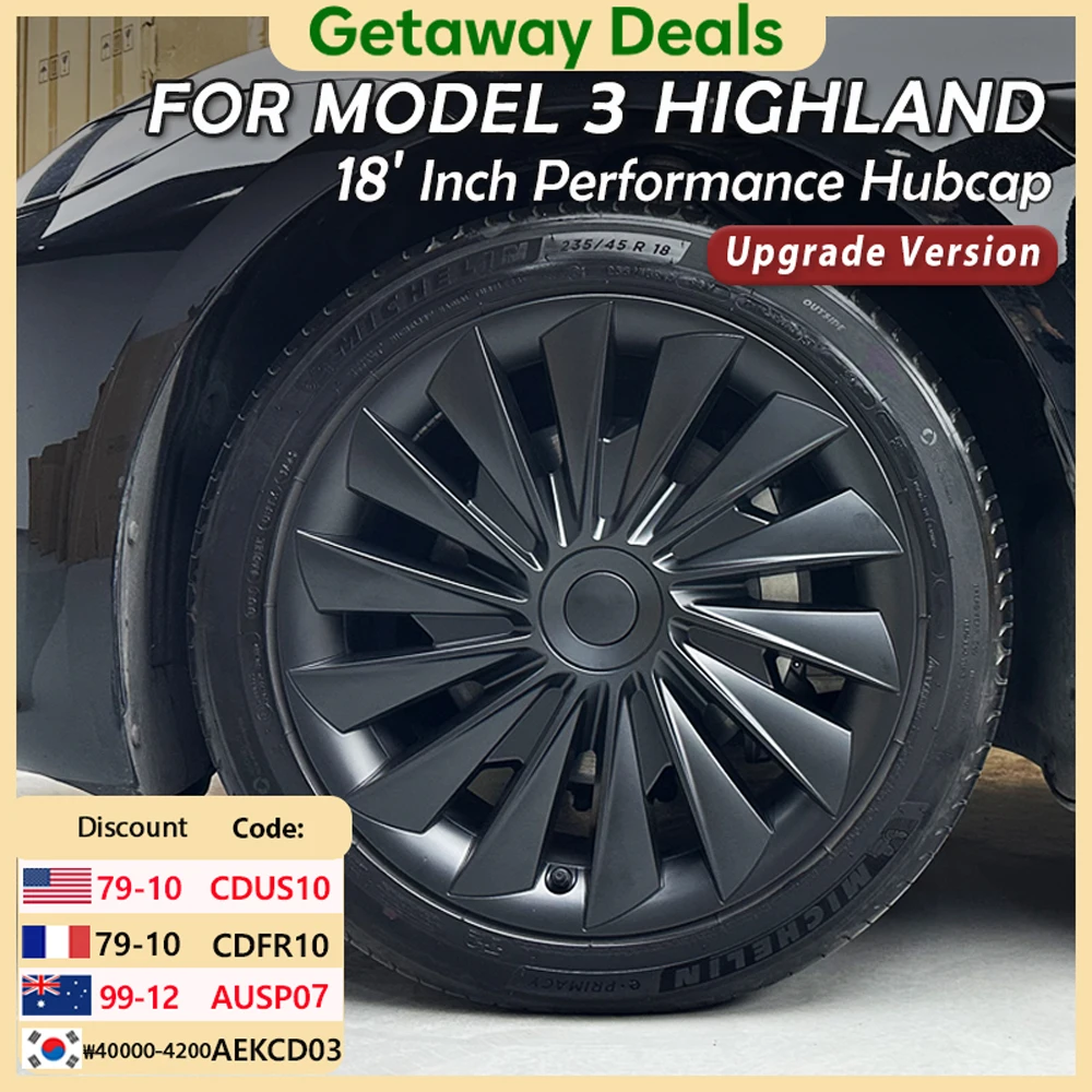 

4 шт. 18 дюймовая крышка колеса для Tesla Model 3 Highland 2024, эффективная муфта, Автомобильная крышка с полным ободом, аксессуары для автомобиля tesla