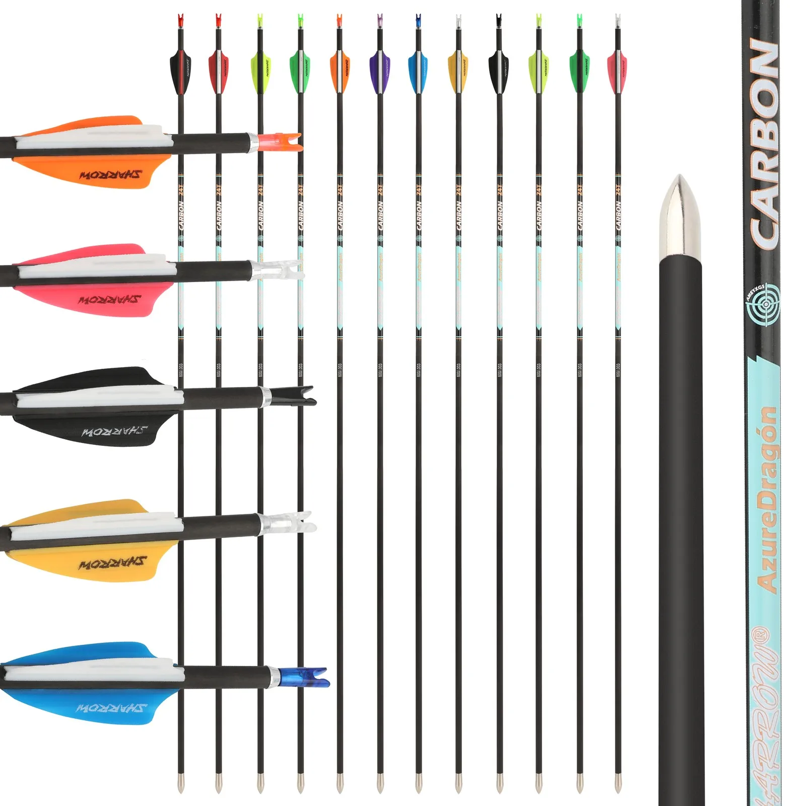 

6pcs Pure Carbon Arrow ID4.2mm Spine 300-1000 with 80/100Grain Arrowhead Rubber Vanes Bow Archery Hunting Shooting Competition