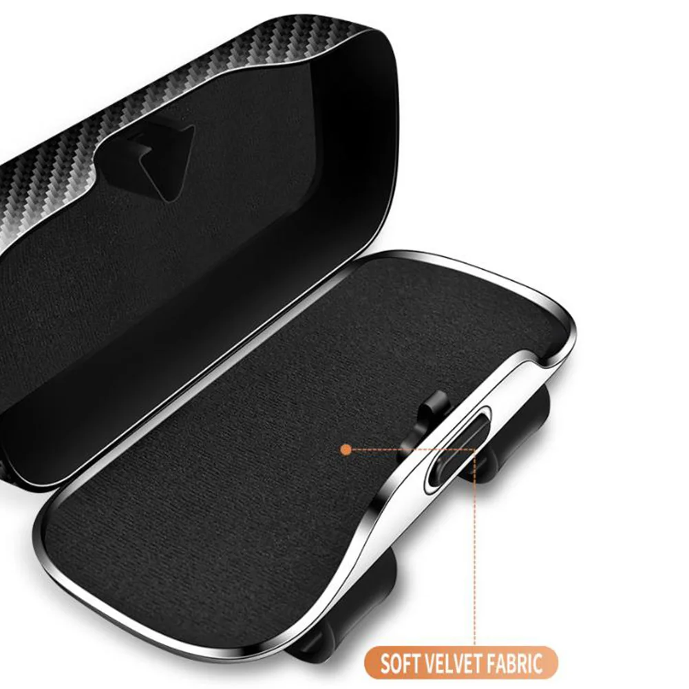 Car Sunglasses Holder for Sun Visor Carbon Fiber Pattern Soft for velvet Interior ABS Body 18.5 x 6.5 x 8.1 cm Dimensions