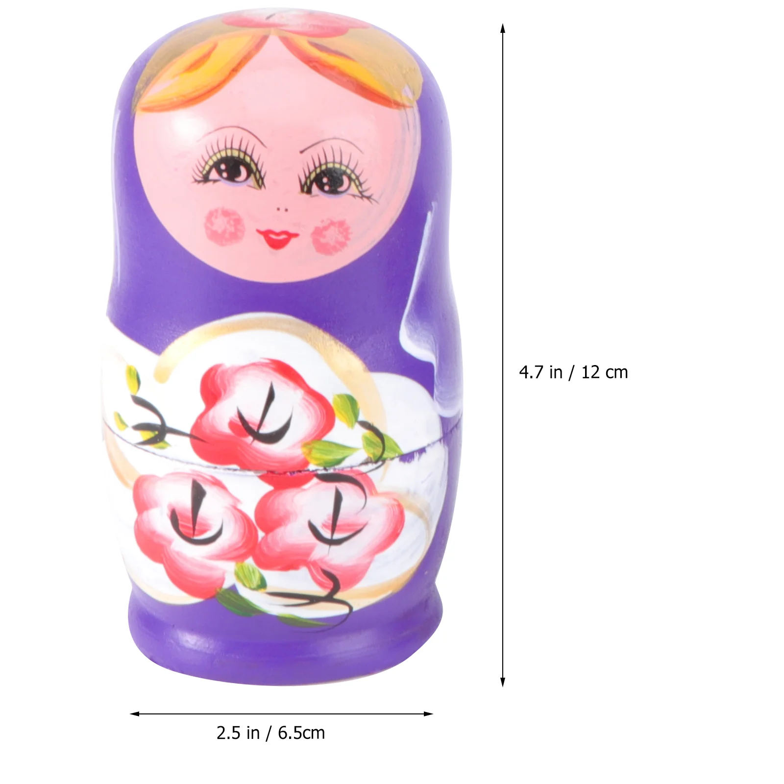 5 ชิ้นของเล่นเด็ก Matryoshka การ์ตูนซ้อนของขวัญทํารังไม้สีม่วงรัสเซียเด็ก