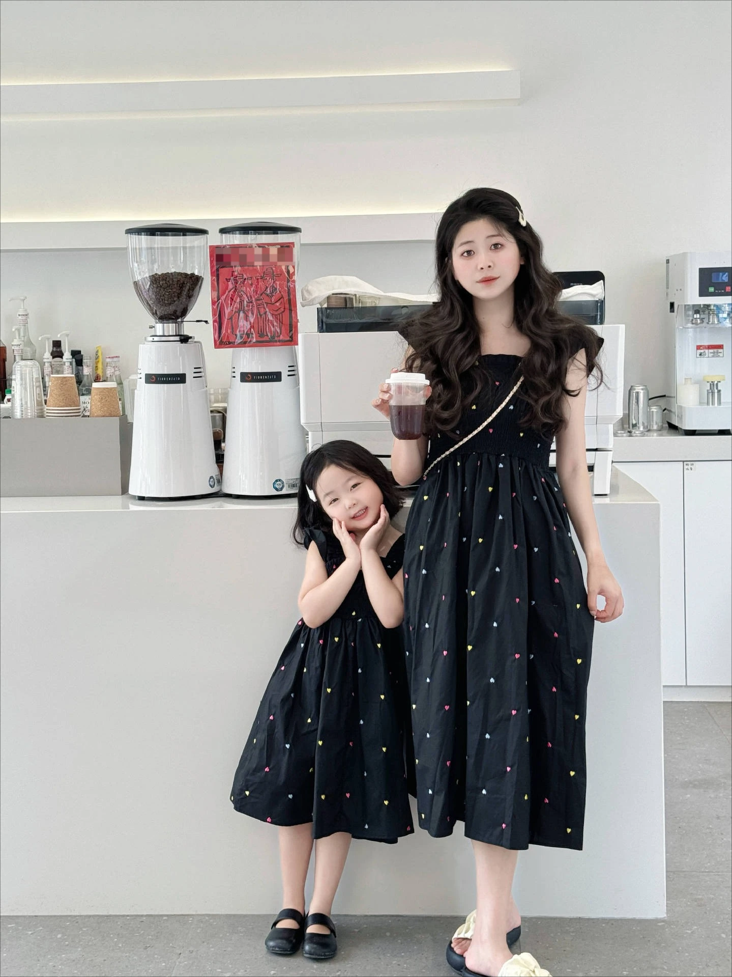 Korean Style Summer Family Matching Outfits Love Heart Embroidered Square  Neck Flare Sleeve Dress for Mother and Daughter C6803 - AliExpress 1501