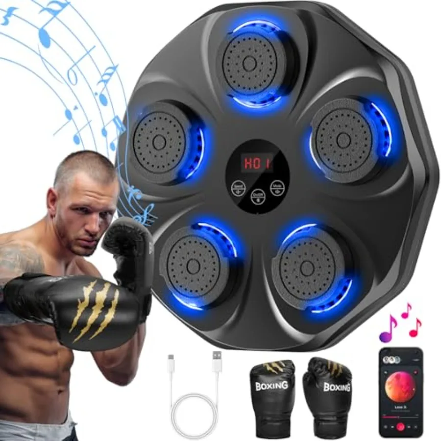 Music Boxing Machine Interactive Punching Trainer with Boxing Gloves Large Size Wall Mounted Electronic Boxing Target for Adult