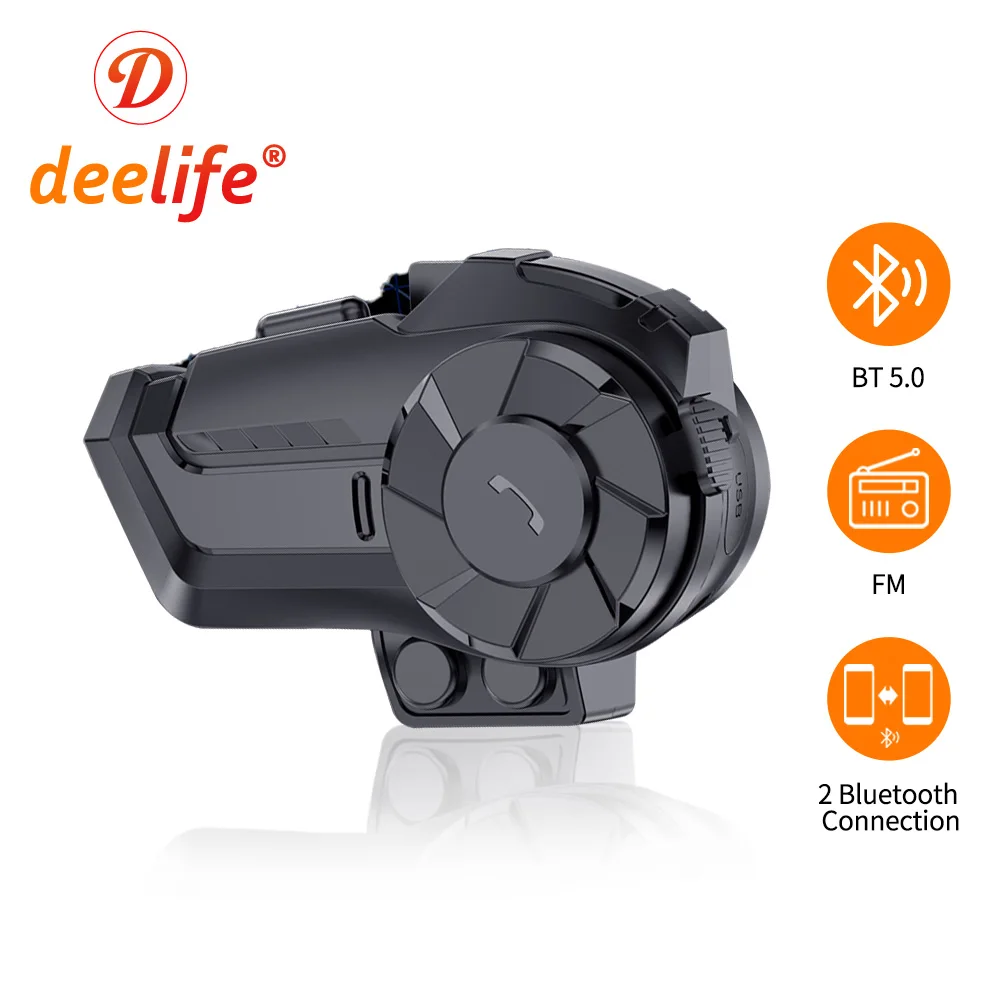 

Deelife Bluetooth Motorcycle Intercom Headset Handsfree for Helmet Moto Interphone Waterproof Wireless BT 5.0 Communicator