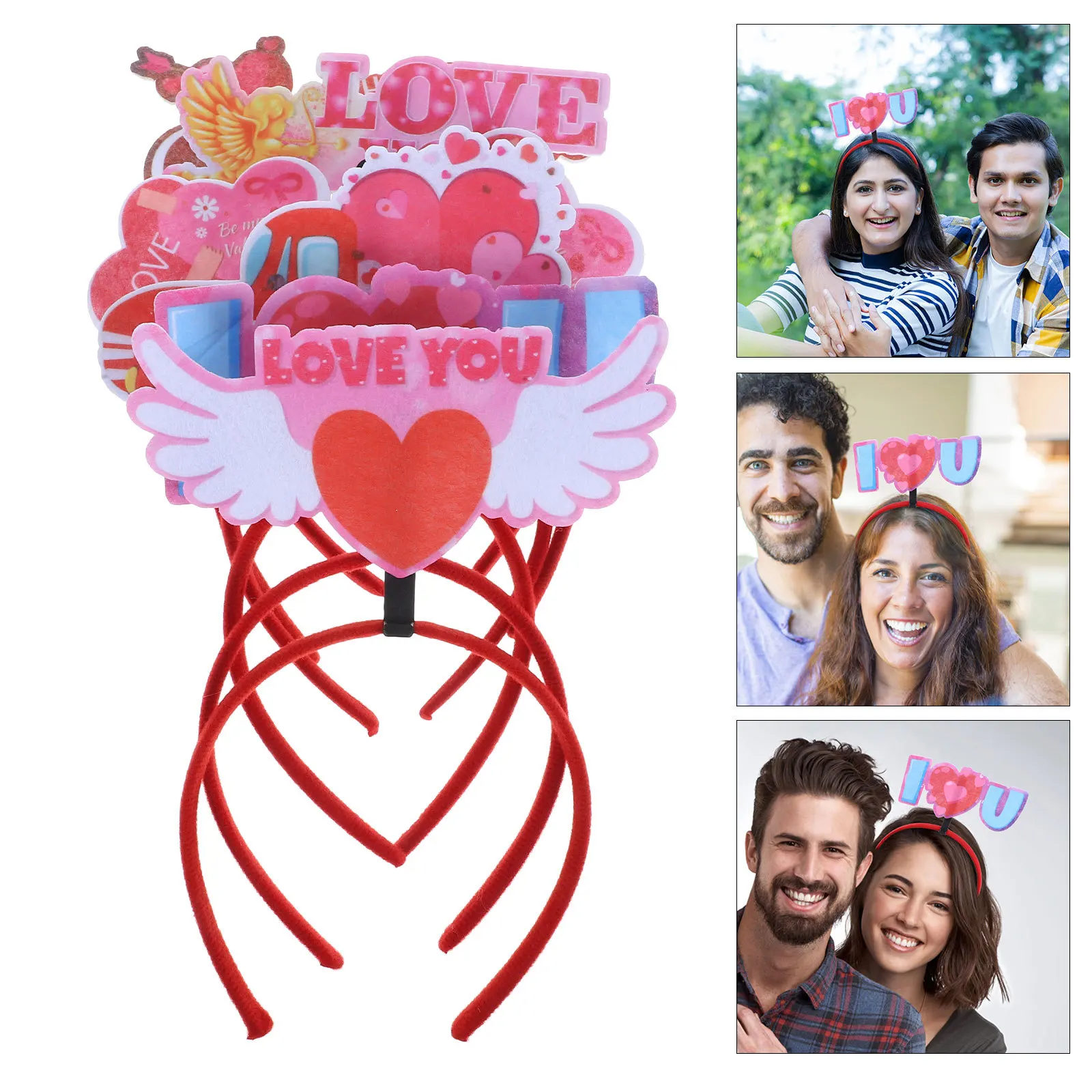 

6Pcs Valentines Day Headband Heart Headband Women Festival Party Hairband Hair Accessories Heart Hair Hoops Wedding Hairband