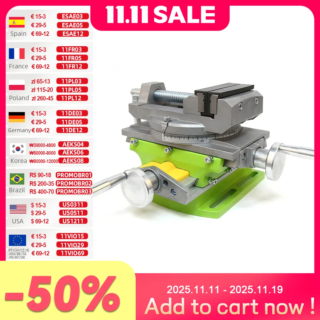 

ALLSOME 2 in 1 Cross Slide Vice table Compound Milling Drilling Vise Swivel Base Table Aluminium Alloy Compound Worktable