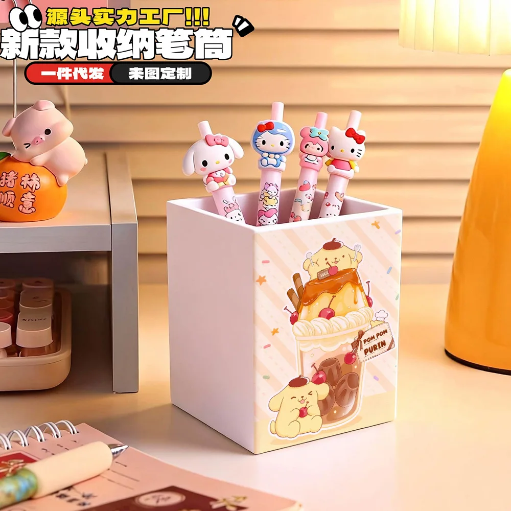 

New Kawaii Sanrio Pompomurin Desktop Pen Holder Cute Large Capacity Student Dormitory Makeup Brush Storage Bucket Ornament