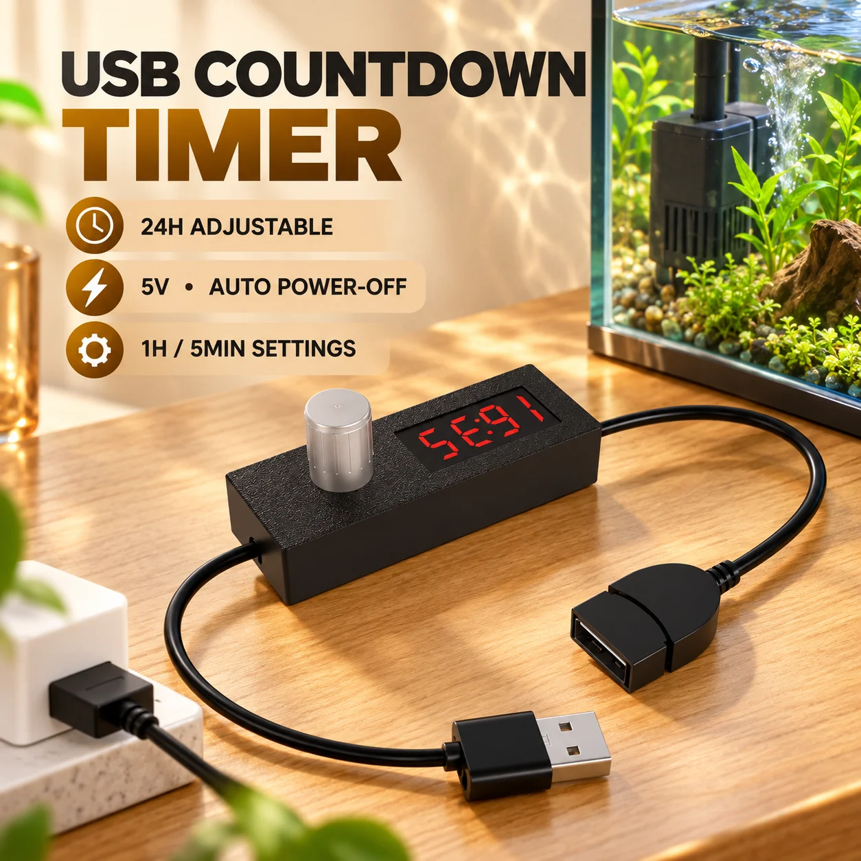 Reliable Digital Display USB Timer Switch Portable Adjustable Power Off Switch 5V Switching Cord Auto Shut Off Power Management