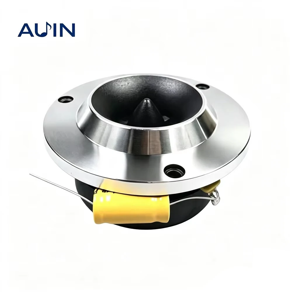 AUIN 1 PCS 4 Inch 4 Ohm 300W Treble Speaker For Car Titanium Film Aluminum Modified Car HiFi Horn Tweeter With Capacitance