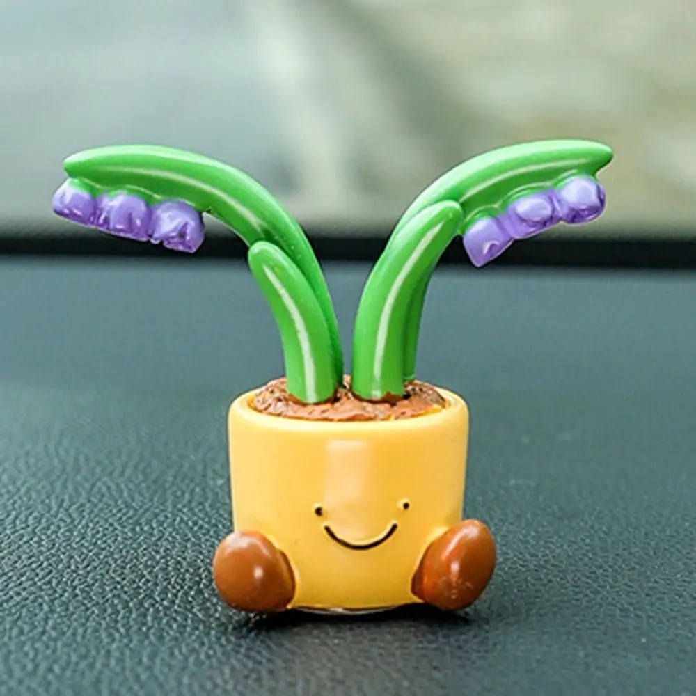 Flower Pot Car Ornaments Ornaments Gardenia Flower Car Dashboard Figure Little Canglan Cartoon Flower Pot Car Decoration