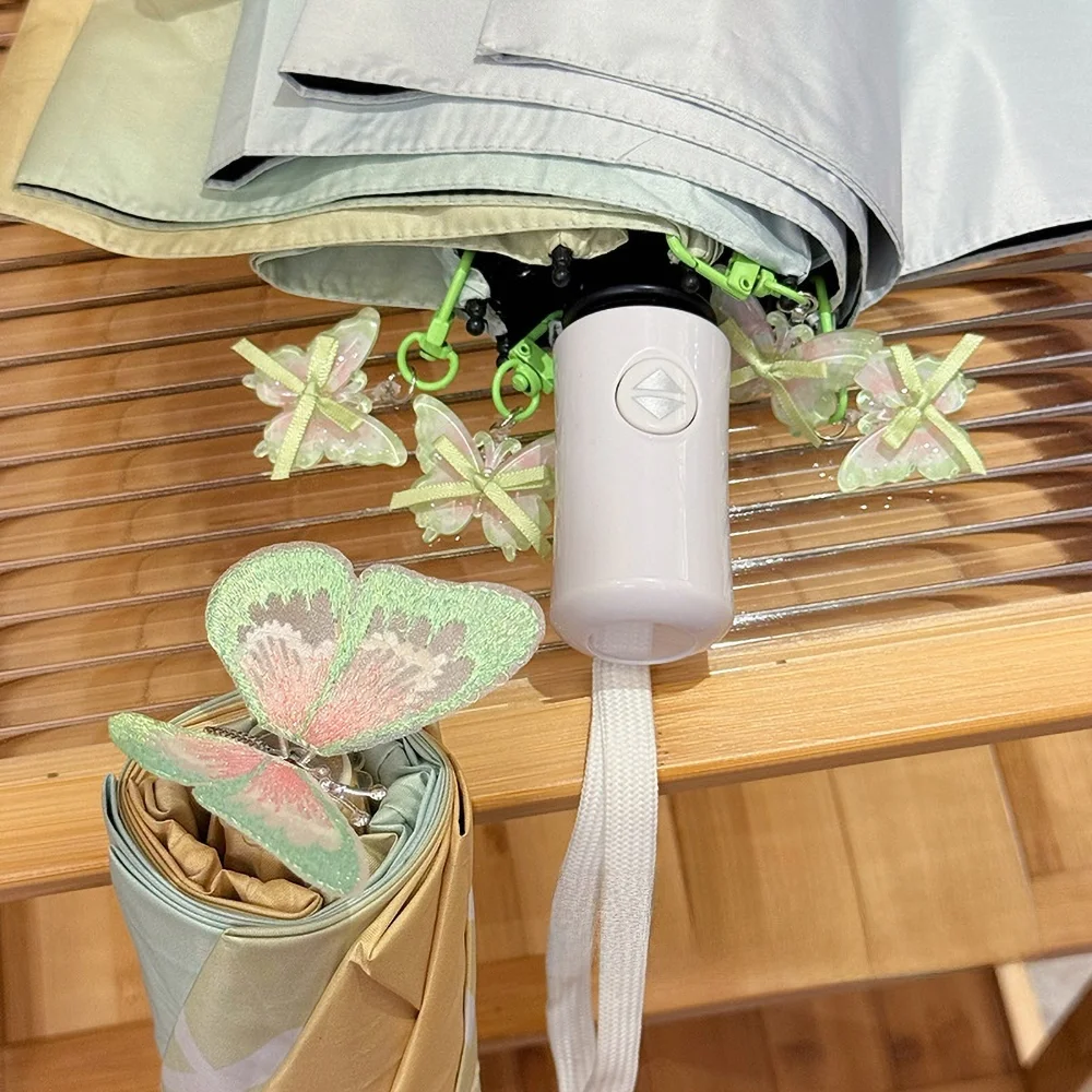 

Green Butterfly Pendant Umbrella Business Strong And Durable Wind-resistant Umbrella, Anti-UV Sunscreen Umbrella Women's Sunny