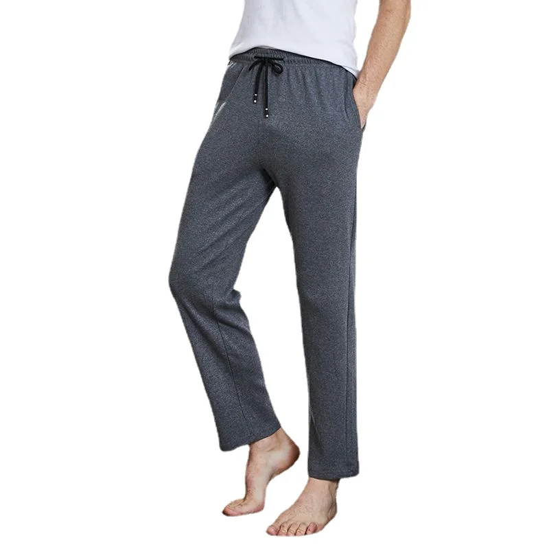 Pantalones de chándal de Yoga de algodón para hombres, pantalones de ejercicio, parte inferior abierta, pantalones de salón atléticos sueltos con