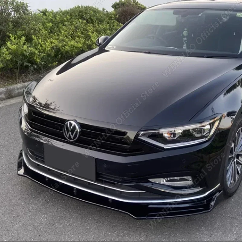 3Pcs Car Front Bumper Splitter Lip Spoiler Body Kit Diffuser Cover For VW Passat B8 Sedan Variant Alltrack Facelift 2019-2023