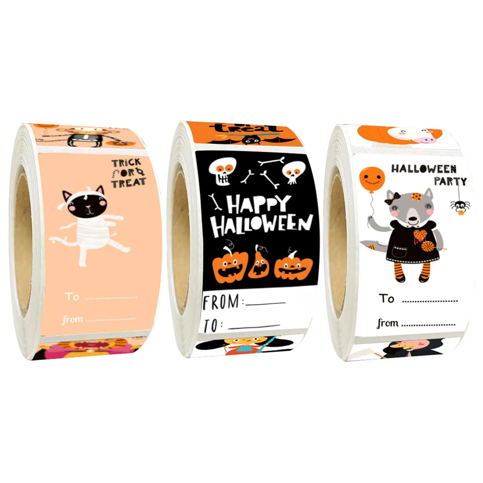 3 Rolls Halloween Sticker Roll Gifts Wrapping Stickers Sealing Decals 1.5inch Label Card Decoration Envelope Seals