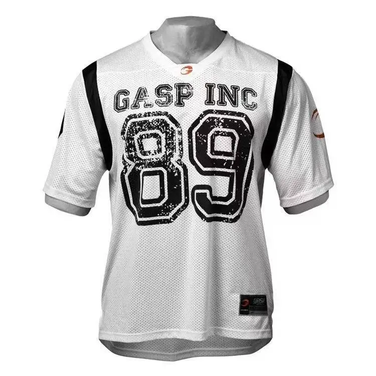 

New Men's GA INC SP 89 Mesh Football Jersey, White Black V-Neck Gym Shirt, Ideal for Bodybuilding, Training & Streetwear Moto