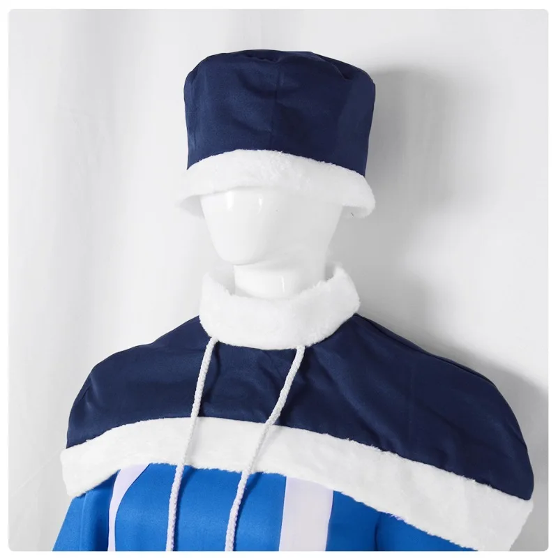 Anime Juvia Lockser Cosplay 100 Years Costume Blue Uniform Hat Shawl Long Dress Winter Warm Clothes Role Play Outfit for Women view 4
