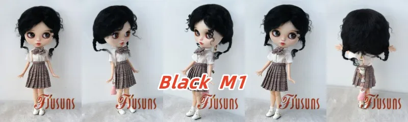 Fjusuns JD644 9-10inch 10-11inch Messy Baby Curly Mini Twintail Mohair BJD Wigs QBaby Pullip Blythes& 18"AG Doll Accessories