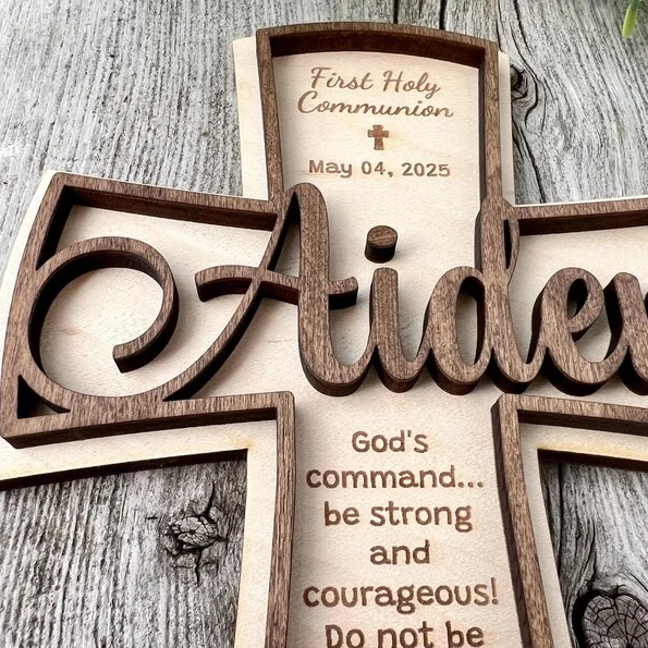 1Pc Custom Heart shaped cross design Wooden Name Plaque,Home Room Office Wall Door Decor,DIY Paintable,Birthday Wedding Gift view 5