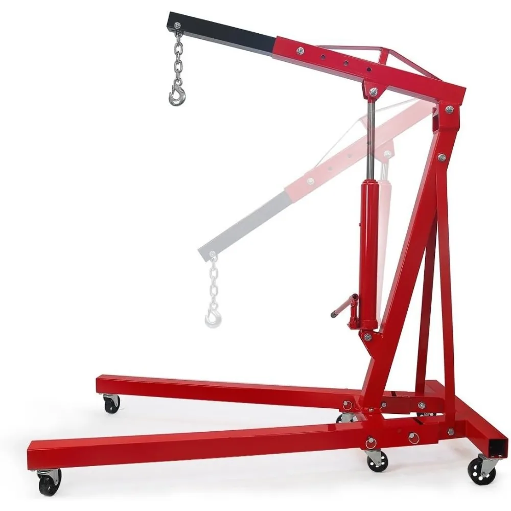 2-Ton Engine Hoist Stand Cherry Picker Ship Crane Folding Lift Garage Workshop DIY Stand Lift 4,000lbs, Lifting Cranes