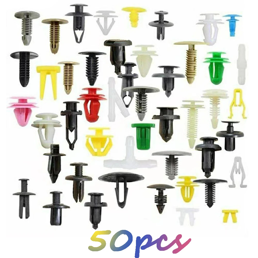 50pcs mixed plastic clips car interior fixed door panel fender nylon screws car mixing clips image 2