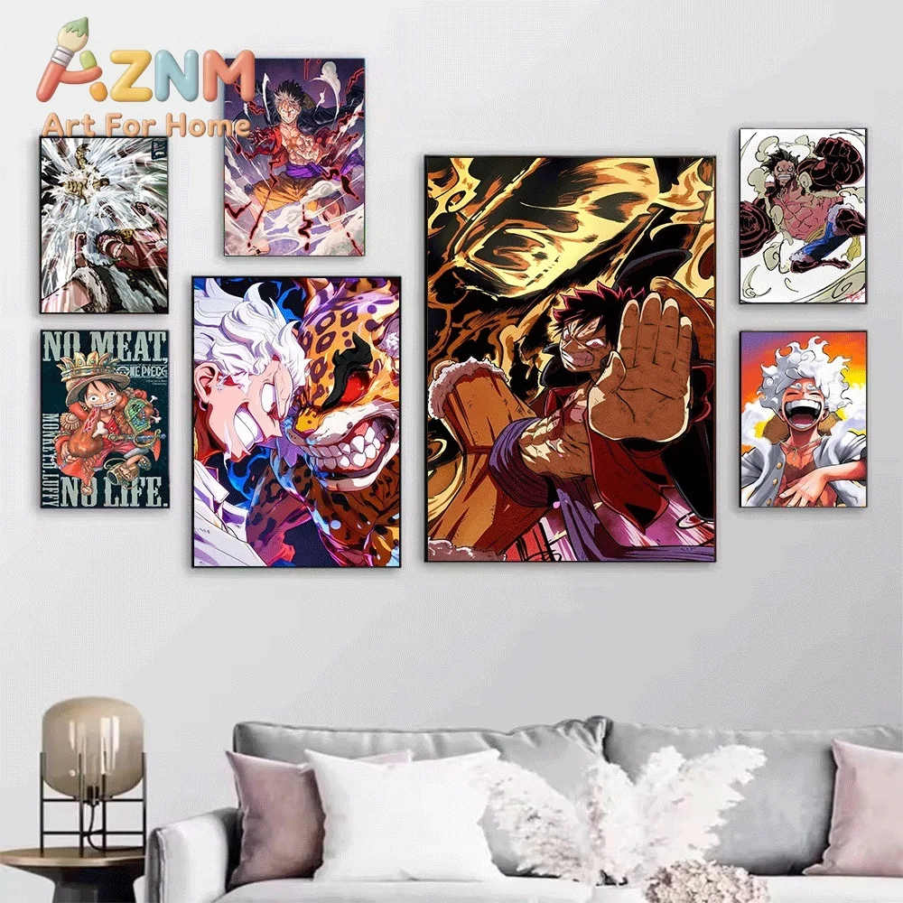 One Piece Shanks Luffy Gear 5 Nika Lucci Anime Collage Canvas Wall Art Unframed Single Canvas Print Wall Poster For Bedroom Li